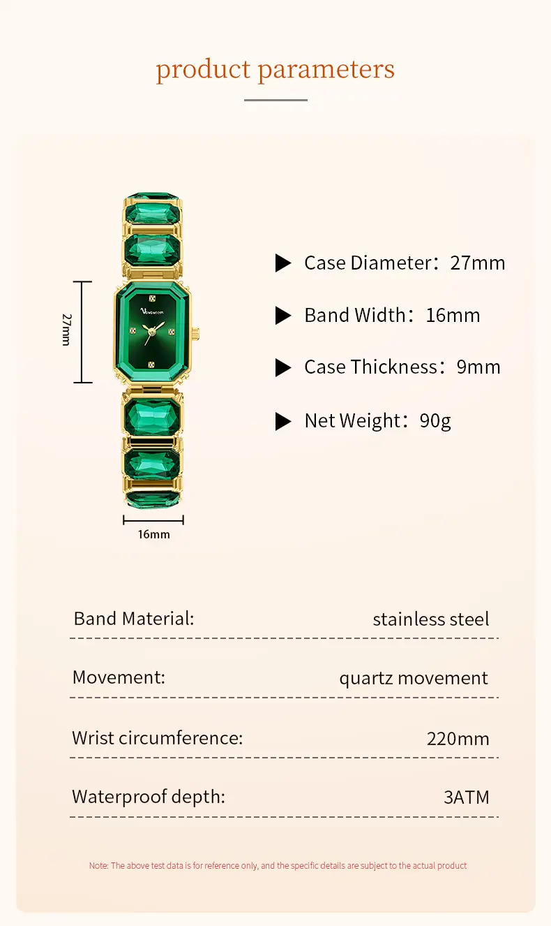 Elegant Green Square Dial Women's Quartz Watch — feature 14