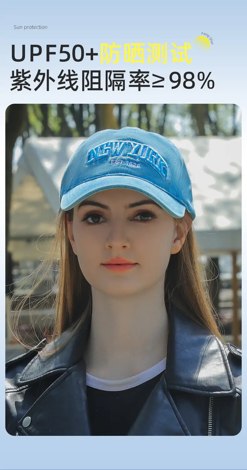 American Retro Denim Cap with Letter Embroidery — feature 9