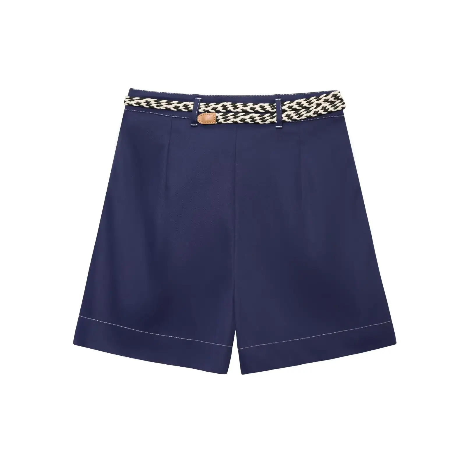 Double Breasted Cross-Border Culottes Navy Blue Belted - Image 2