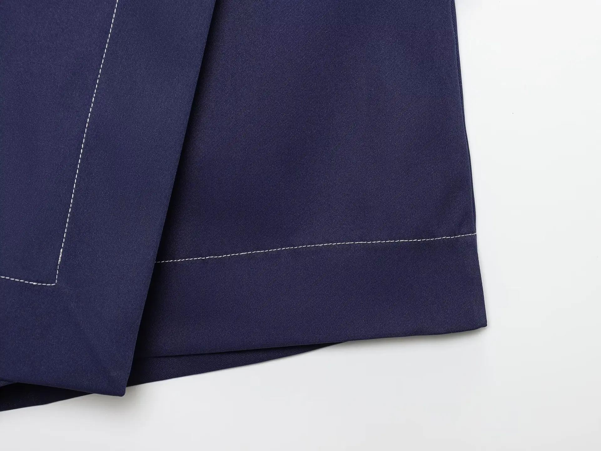Double Breasted Cross-Border Culottes Navy Blue Belted — feature 10