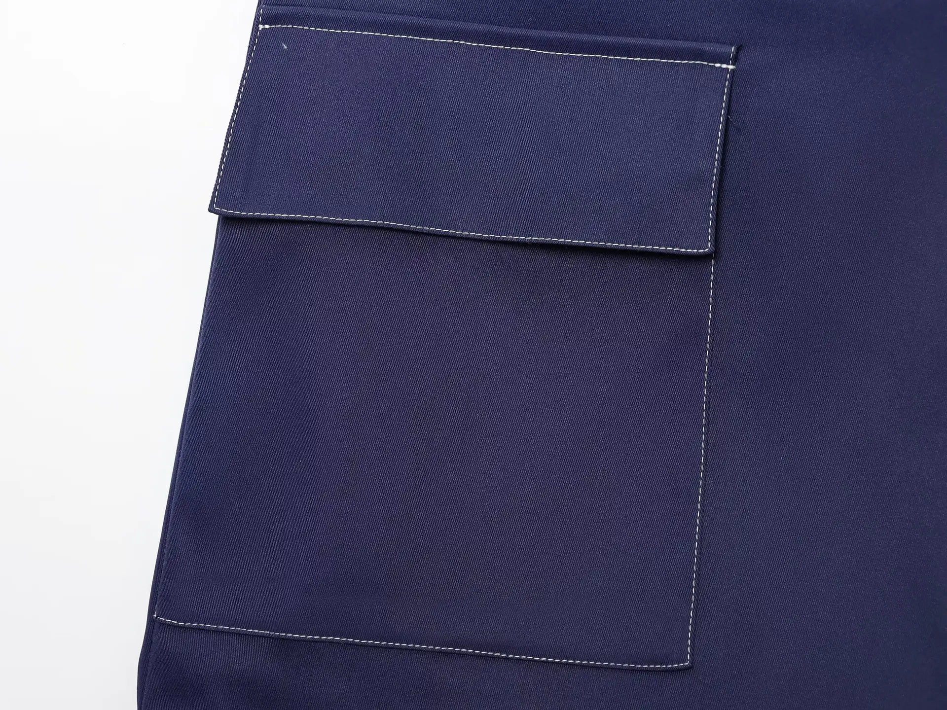 Double Breasted Cross-Border Culottes Navy Blue Belted — feature 8