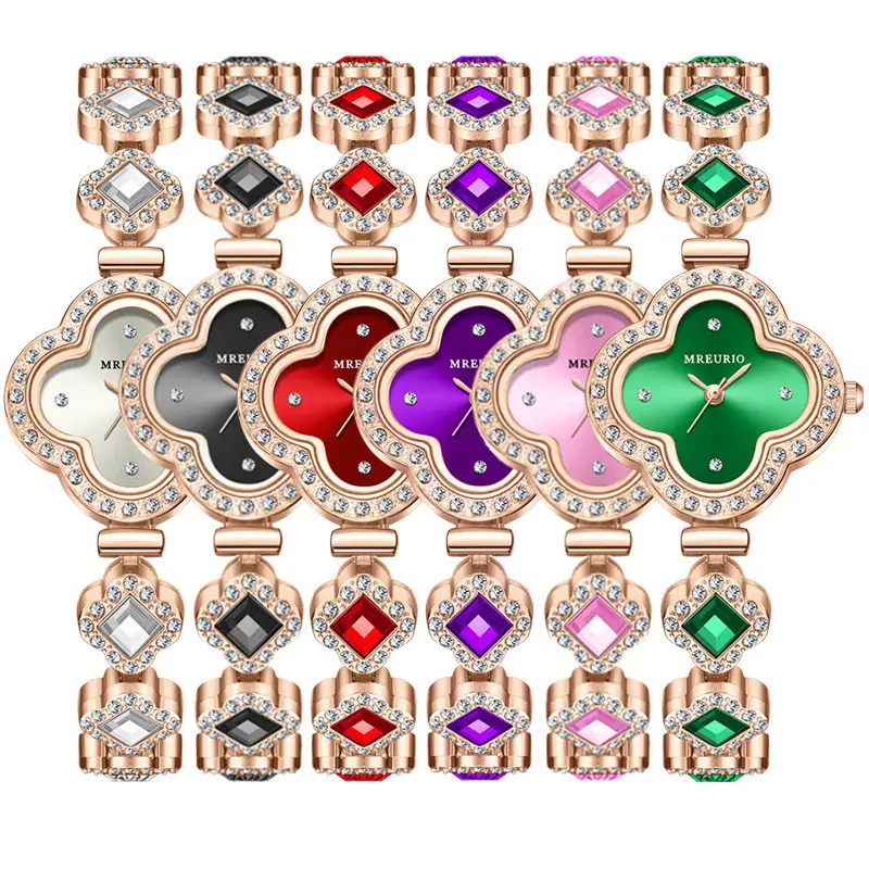 Women's Four-Leaf Clover Quartz Watch with Emerald Stones - Image 10