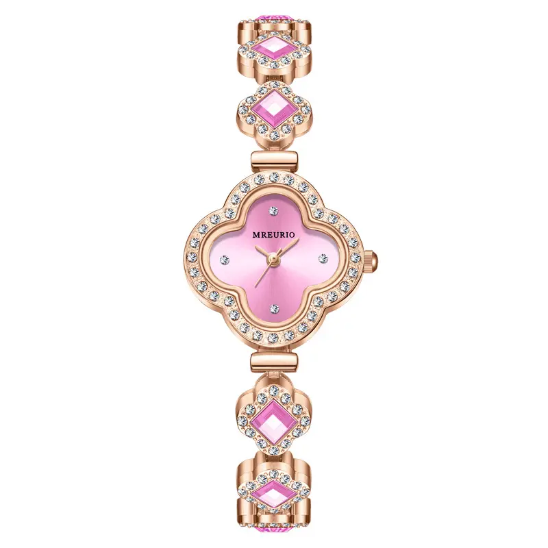 Women's Four-Leaf Clover Quartz Watch with Emerald Stones - Image 2