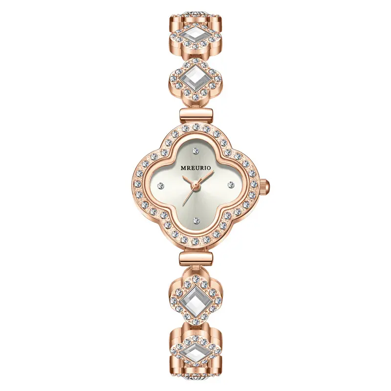 Women's Four-Leaf Clover Quartz Watch with Emerald Stones - Image 4