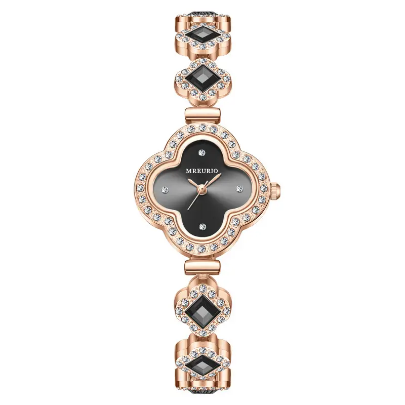 Women's Four-Leaf Clover Quartz Watch with Emerald Stones - Image 5