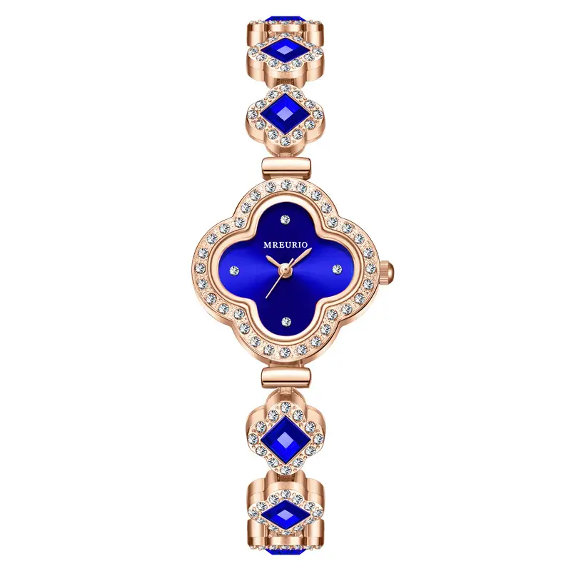 Women's Four-Leaf Clover Quartz Watch with Emerald Stones - Image 6