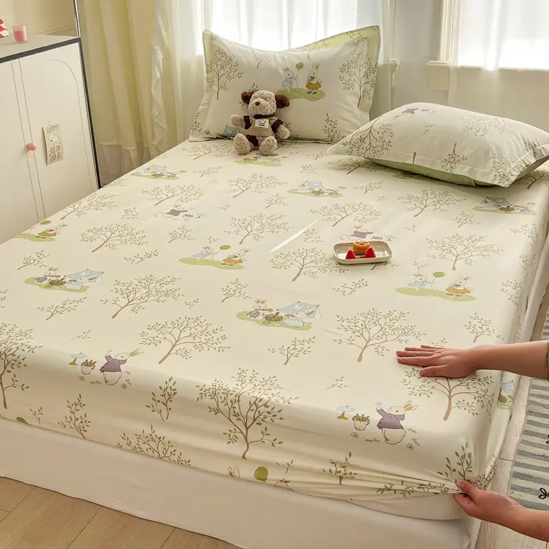 Xinjiang Long-Staple Cotton 60-Count Fitted Bed Sheets Single-Piece Bed Cover Pure Cotton Type a Maternal and Infant Grade Pure Cotton Bed Bed Sheets Thickeneded Mattress All-Inclusive