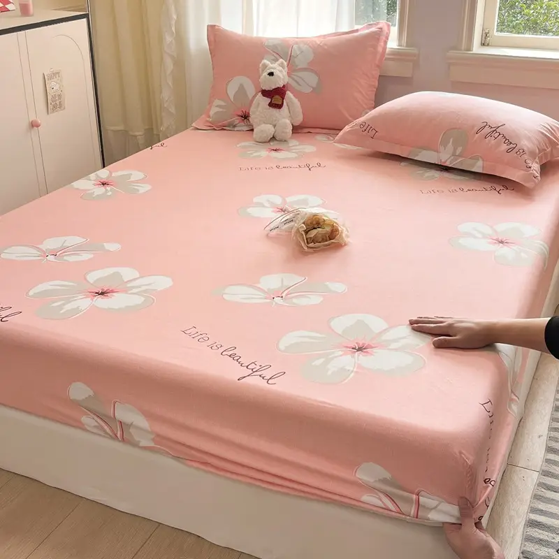 Xinjiang Long-Staple Cotton 60-Count Fitted Bed Sheets Single-Piece Bed Cover Pure Cotton Type a Maternal and Infant Grade Pure Cotton Bed Bed Sheets Thickeneded Mattress All-Inclusive
