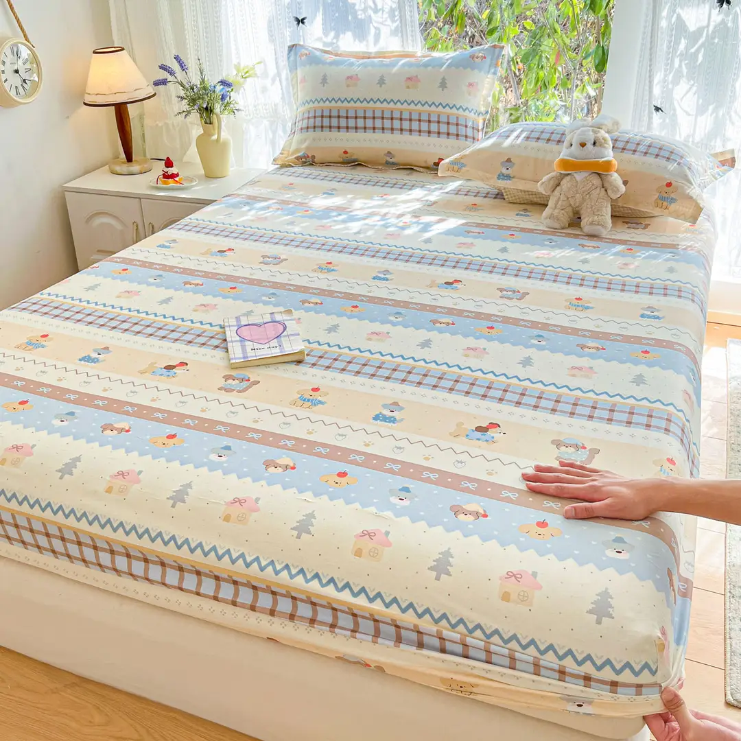 Xinjiang Long-Staple Cotton 60-Count Fitted Bed Sheets Single-Piece Bed Cover Pure Cotton Type a Maternal and Infant Grade Pure Cotton Bed Bed Sheets Thickeneded Mattress All-Inclusive