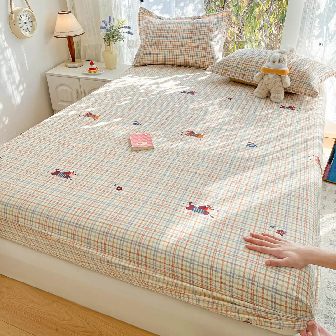 Xinjiang Long-Staple Cotton 60-Count Fitted Bed Sheets Single-Piece Bed Cover Pure Cotton Type a Maternal and Infant Grade Pure Cotton Bed Bed Sheets Thickeneded Mattress All-Inclusive