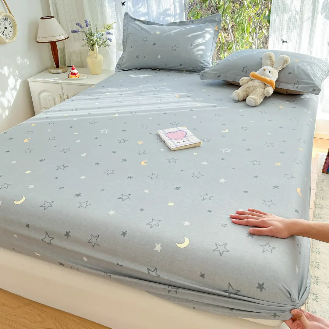 Xinjiang Long-Staple Cotton 60-Count Fitted Bed Sheets Single-Piece Bed Cover Pure Cotton Type a Maternal and Infant Grade Pure Cotton Bed Bed Sheets Thickeneded Mattress All-Inclusive