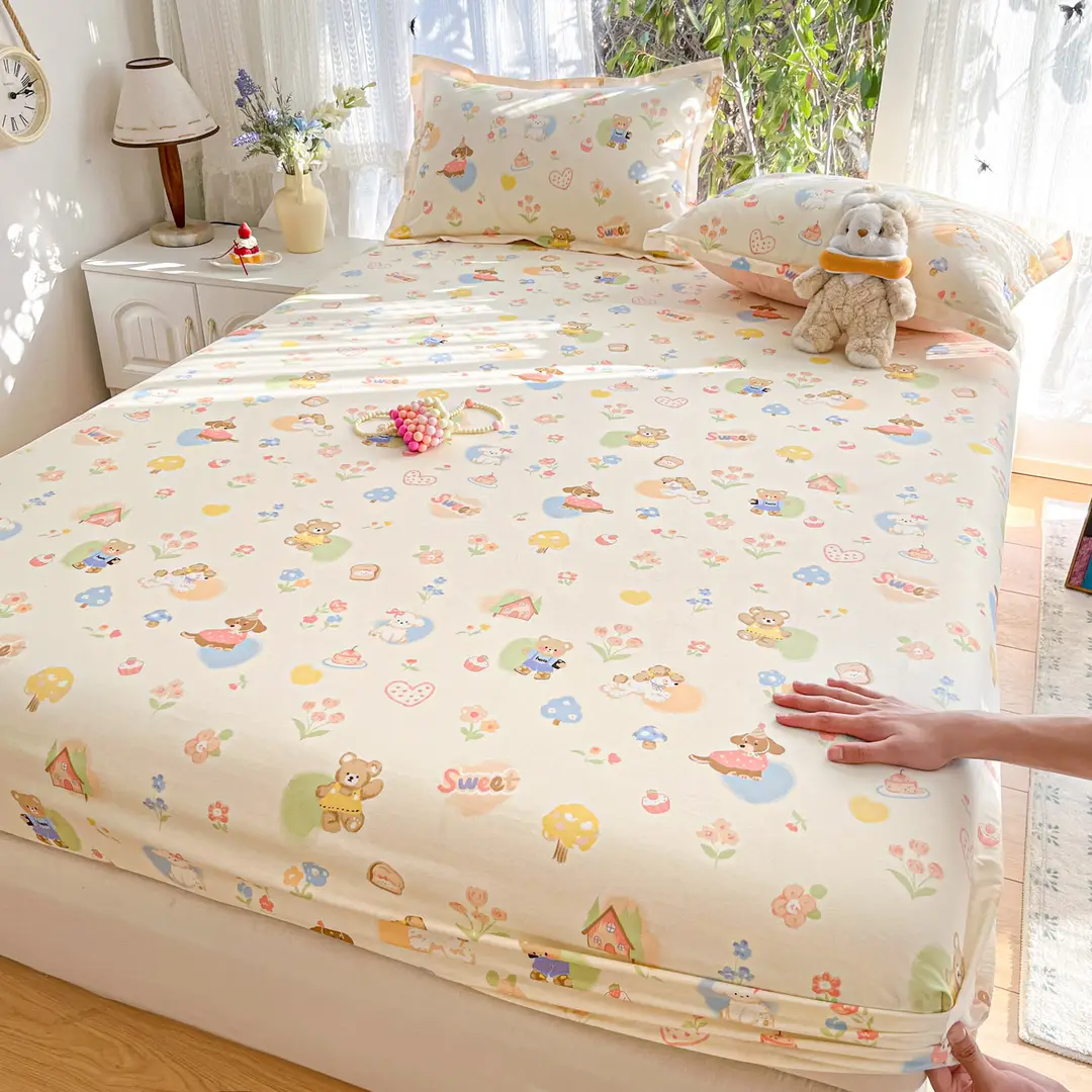 Xinjiang Long-Staple Cotton 60-Count Fitted Bed Sheets Single-Piece Bed Cover Pure Cotton Type a Maternal and Infant Grade Pure Cotton Bed Bed Sheets Thickeneded Mattress All-Inclusive