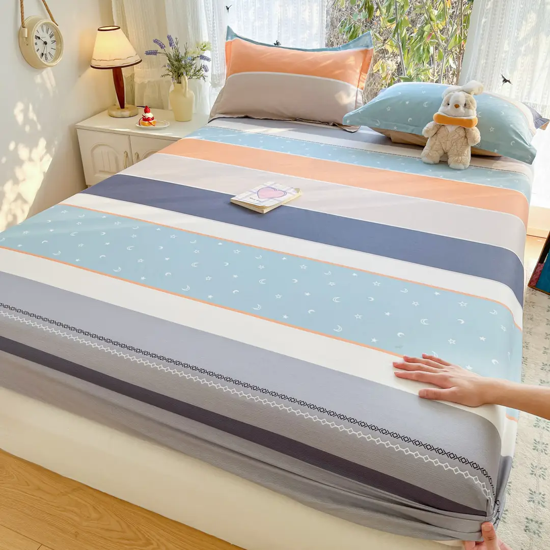 Xinjiang Long-Staple Cotton 60-Count Fitted Bed Sheets Single-Piece Bed Cover Pure Cotton Type a Maternal and Infant Grade Pure Cotton Bed Bed Sheets Thickeneded Mattress All-Inclusive