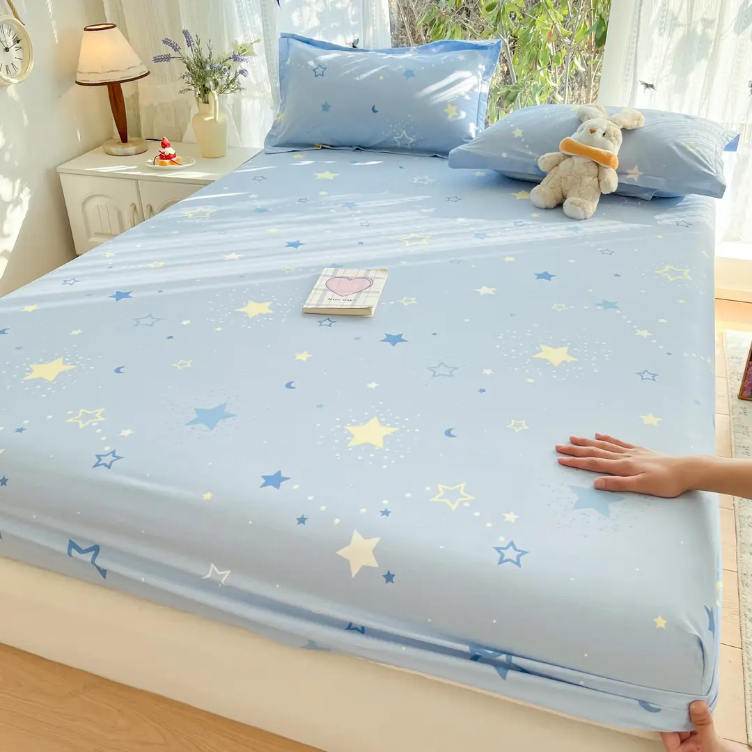 Xinjiang Long-Staple Cotton 60-Count Fitted Bed Sheets Single-Piece Bed Cover Pure Cotton Type a Maternal and Infant Grade Pure Cotton Bed Bed Sheets Thickeneded Mattress All-Inclusive