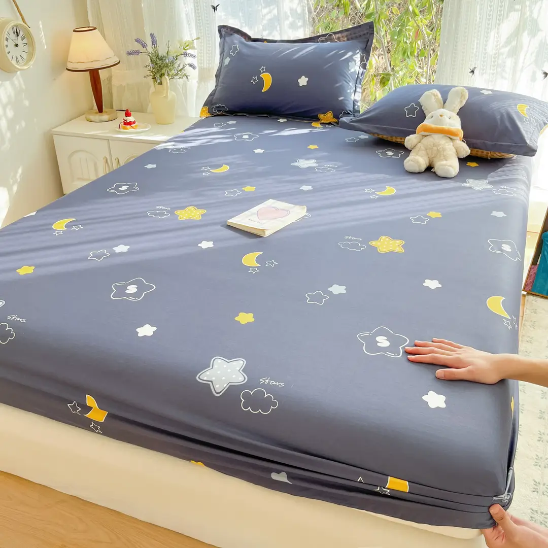 Xinjiang Long-Staple Cotton 60-Count Fitted Bed Sheets Single-Piece Bed Cover Pure Cotton Type a Maternal and Infant Grade Pure Cotton Bed Bed Sheets Thickeneded Mattress All-Inclusive
