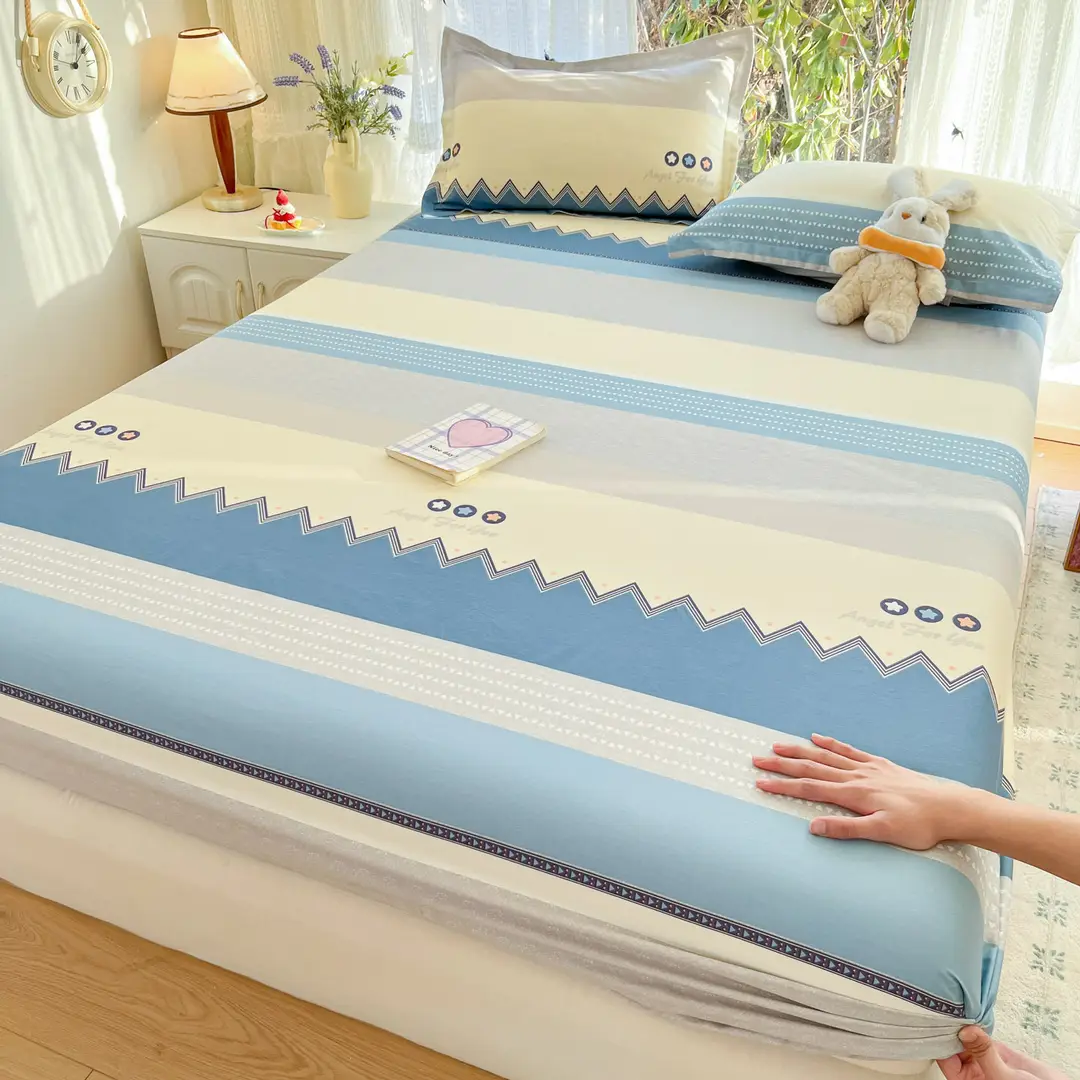 Xinjiang Long-Staple Cotton 60-Count Fitted Bed Sheets Single-Piece Bed Cover Pure Cotton Type a Maternal and Infant Grade Pure Cotton Bed Bed Sheets Thickeneded Mattress All-Inclusive