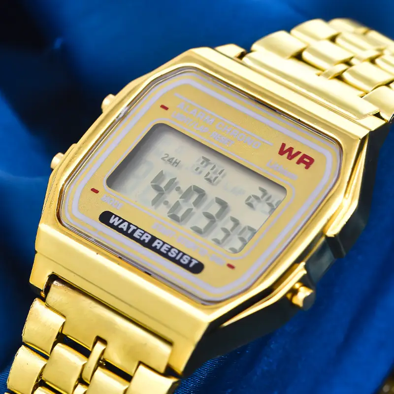 Digital Watch with Water Resistant Steel Band