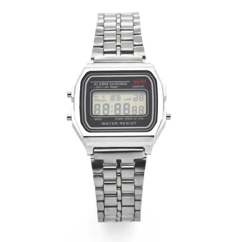 Digital Watch with Water Resistant Steel Band