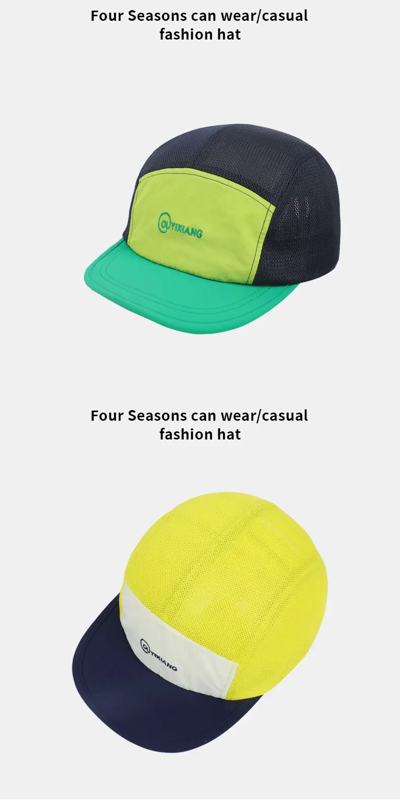 Women's Grey Mesh Baseball Cap with Blue Trim — feature 12