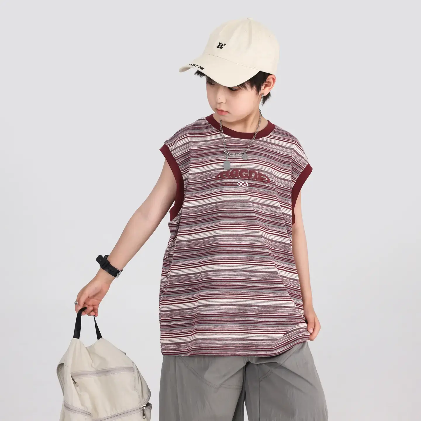 Boys Striped Sleeveless T-Shirt 2026 New Model - Image 5