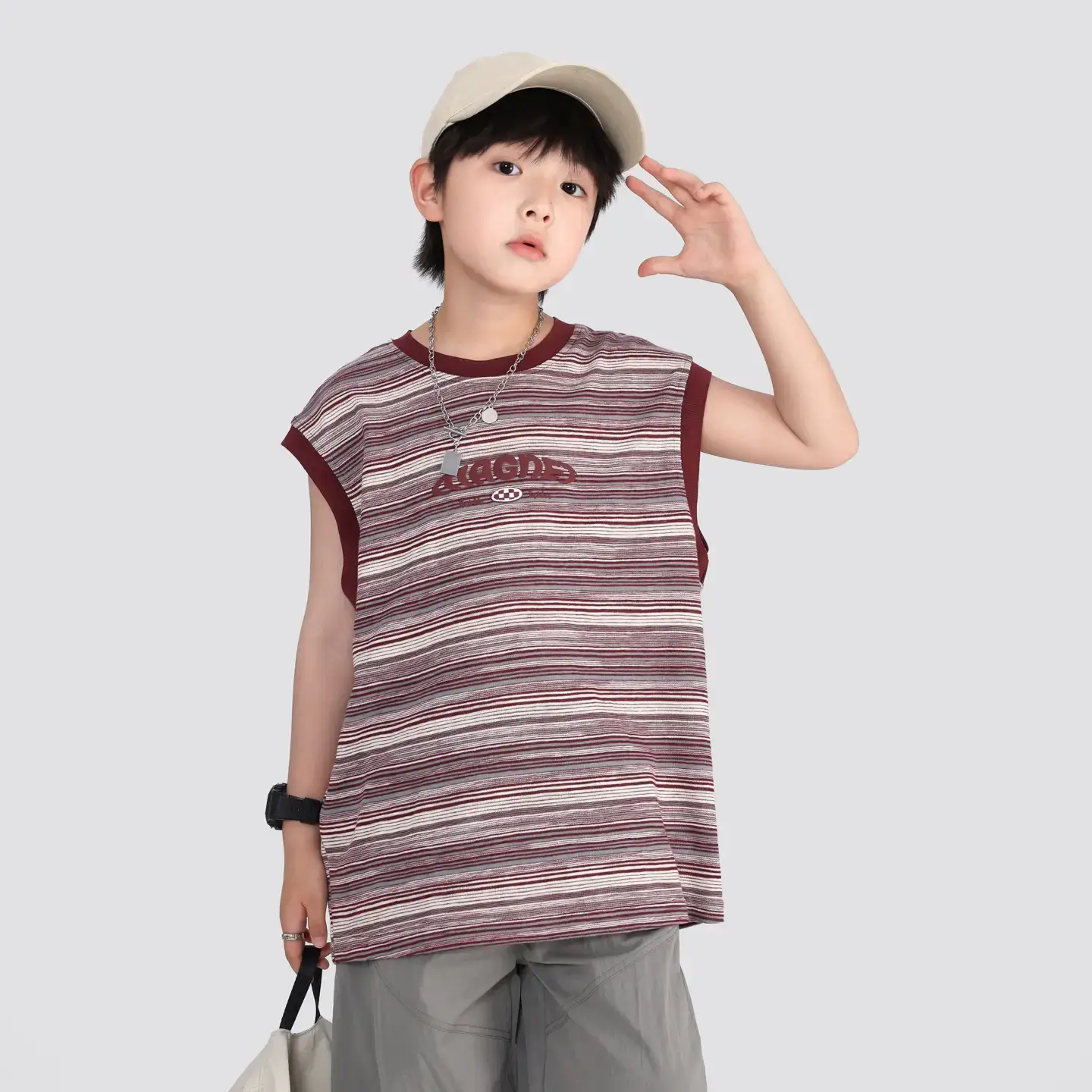 Boys Striped Sleeveless T-Shirt 2026 New Model - Image 6