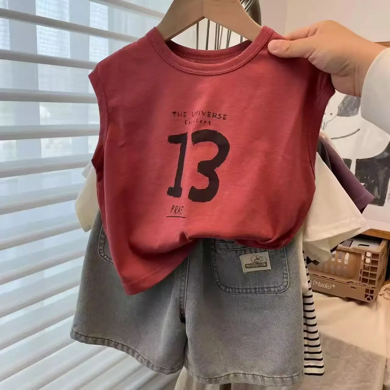 Kids Red 13 Print Vest T-Shirt Summer 2025