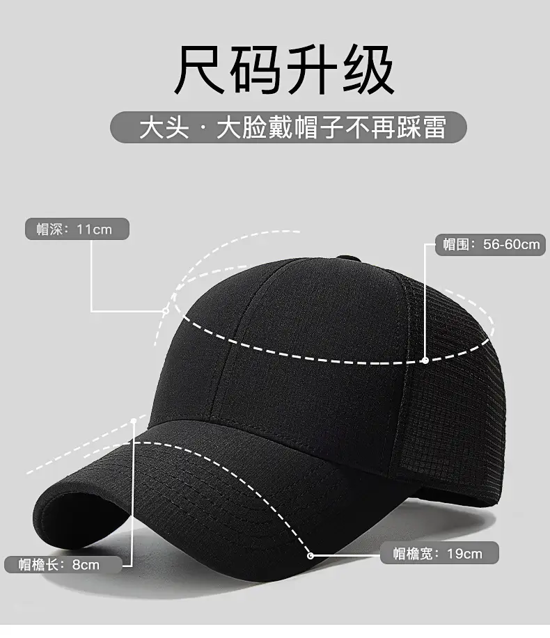 Summer Mesh Baseball Cap Black Gray Waterproof — feature 5