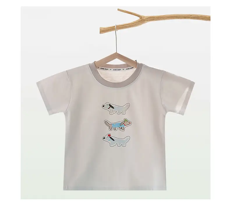 Kids Cartoon Printed Short Sleeve T-Shirt Light Blue — feature 12