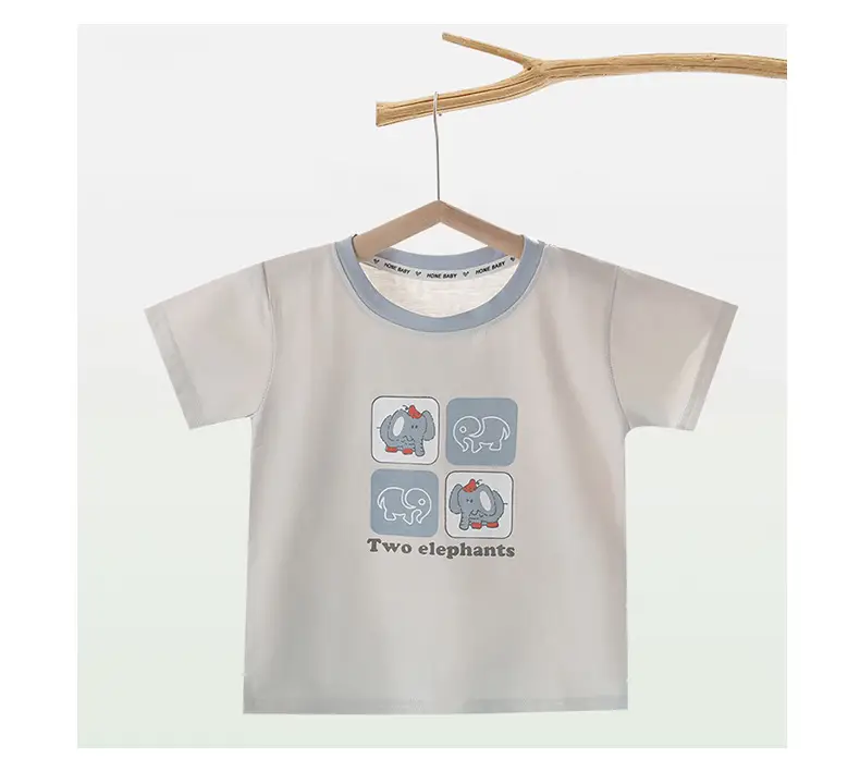 Kids Cartoon Printed Short Sleeve T-Shirt Light Blue — feature 13