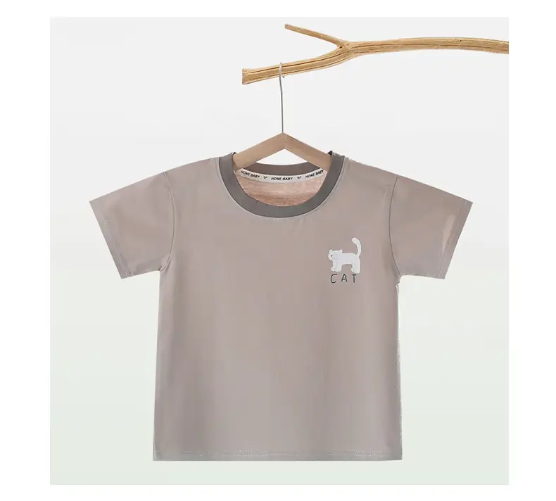 Kids Cartoon Printed Short Sleeve T-Shirt Light Blue — feature 14