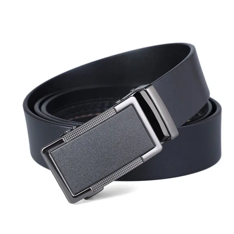 Men's Black Leather Belt with Silver Buckle - Image 3