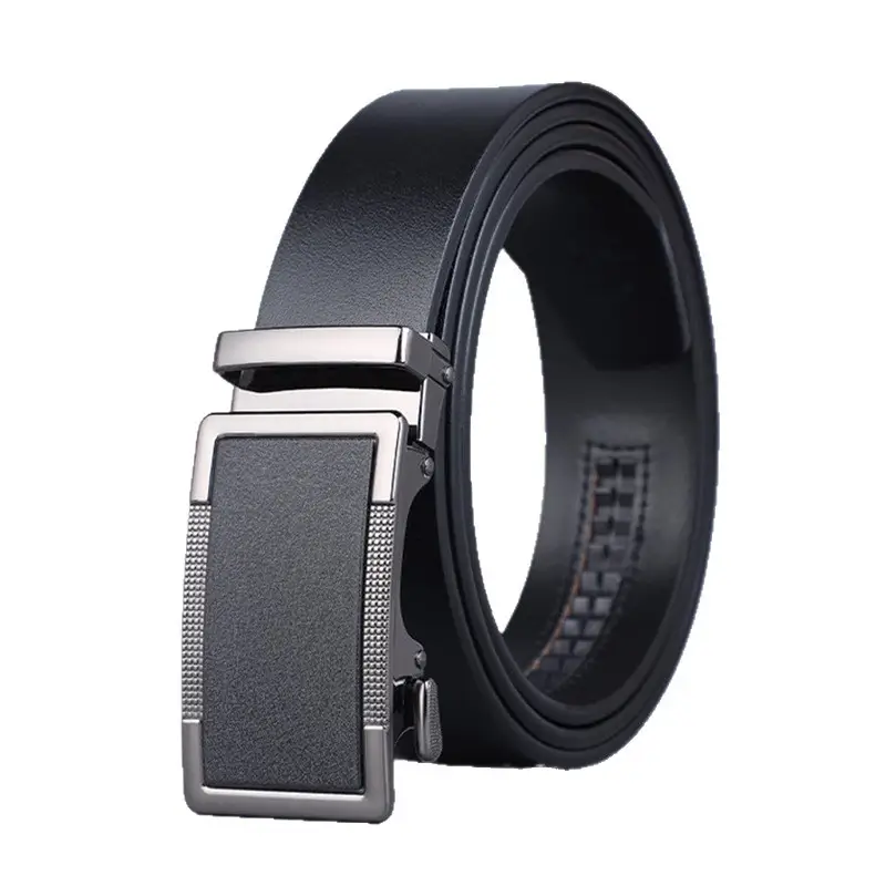 Men's Black Leather Belt with Silver Buckle - Image 5