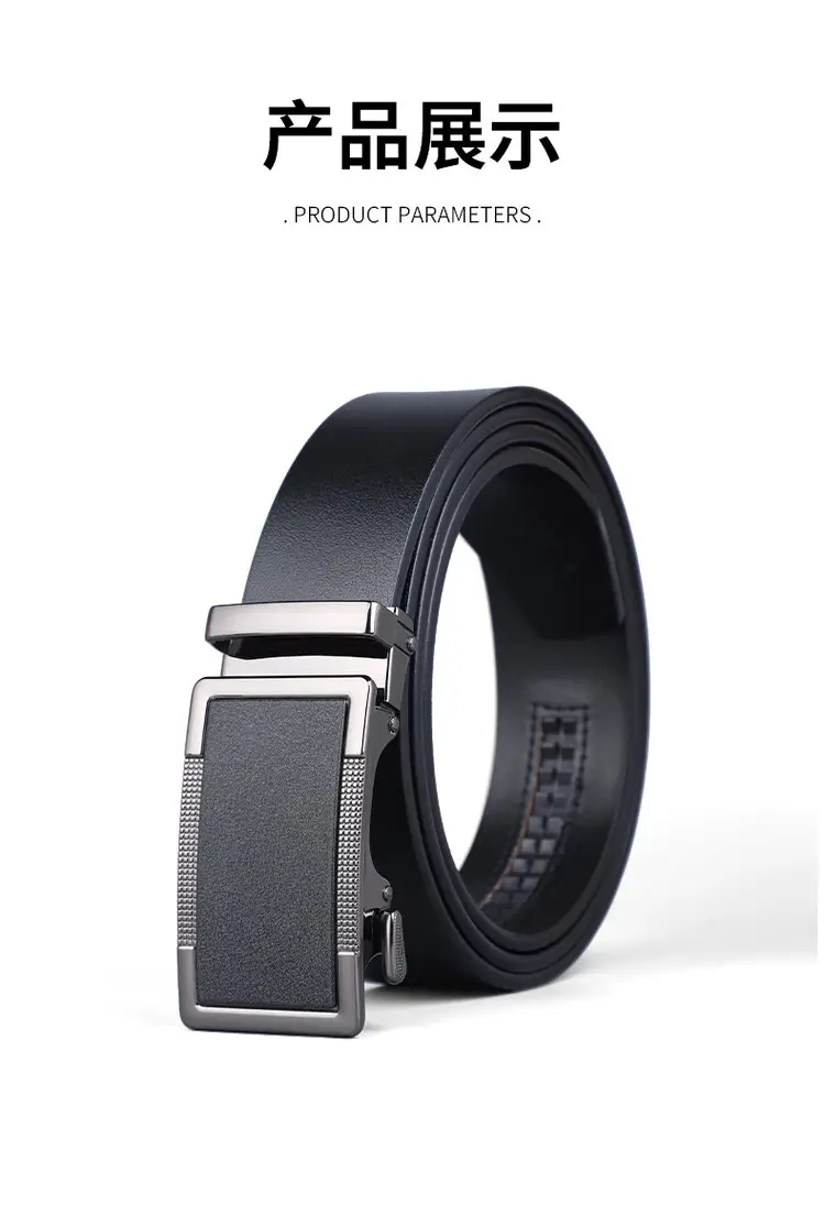 Men's Black Leather Belt with Silver Buckle — feature 12