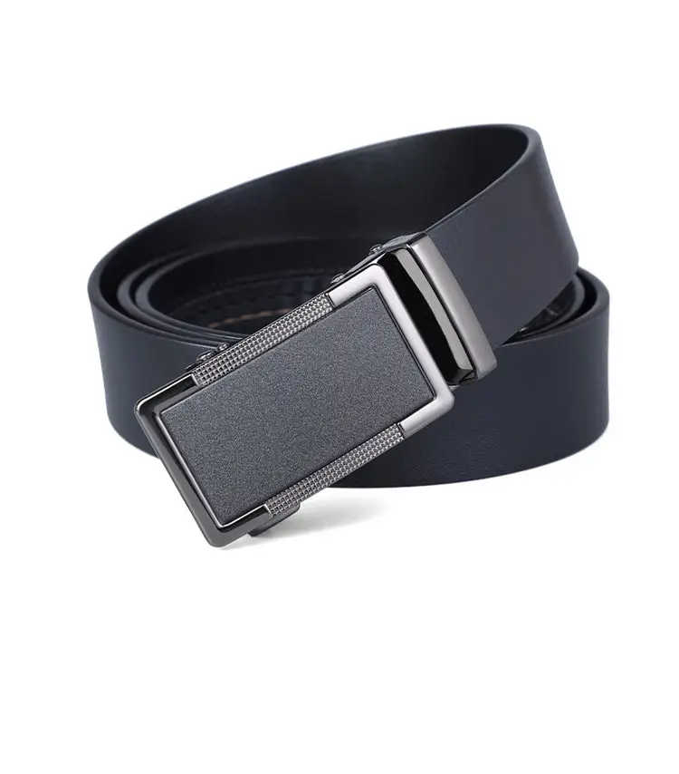 Men's Black Leather Belt with Silver Buckle — feature 13