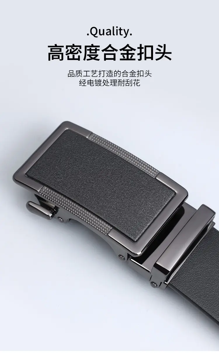 Men's Black Leather Belt with Silver Buckle — feature 5