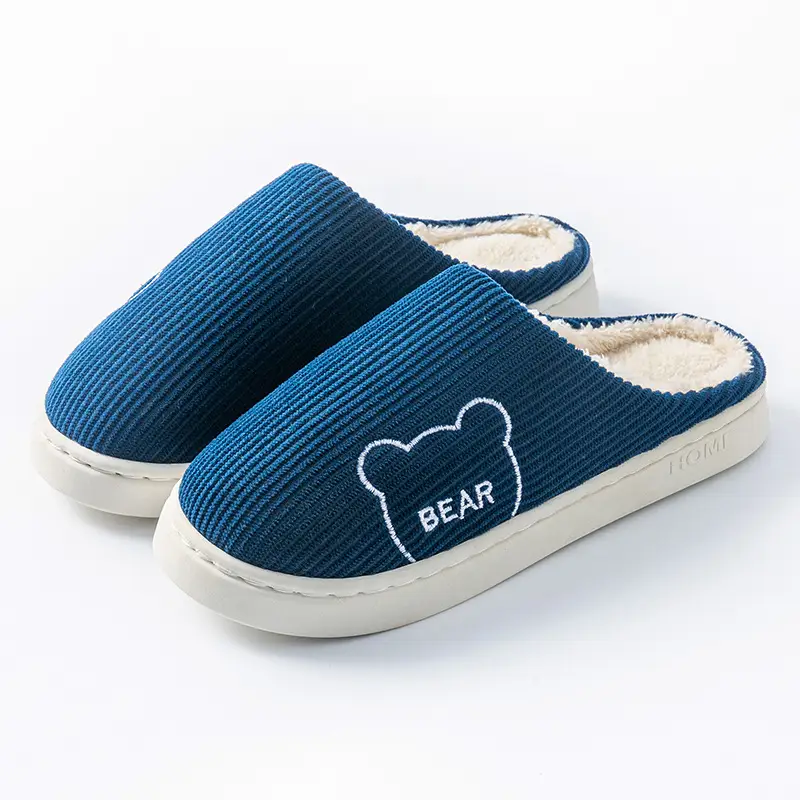 Women's Cotton Slippers with Heel Cover, Couple's Thick-Soled Winter Indoor Home Warm Non-Slip Plush Slippers for Men in Winter - Image 2