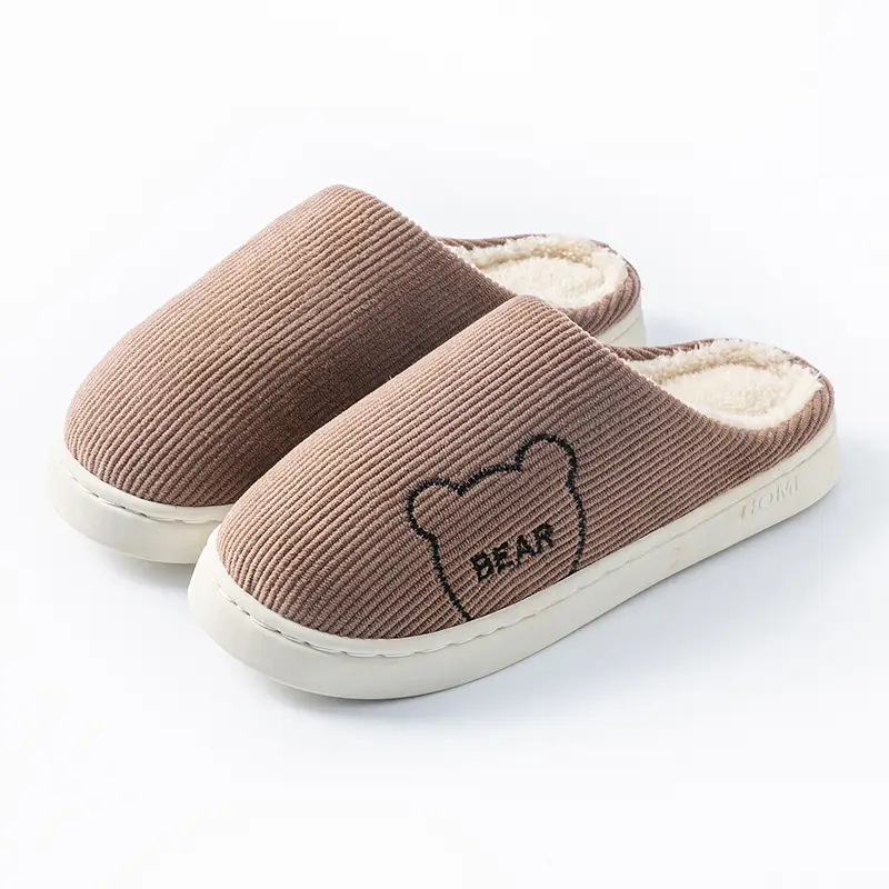 Women's Cotton Slippers with Heel Cover, Couple's Thick-Soled Winter Indoor Home Warm Non-Slip Plush Slippers for Men in Winter - Image 3