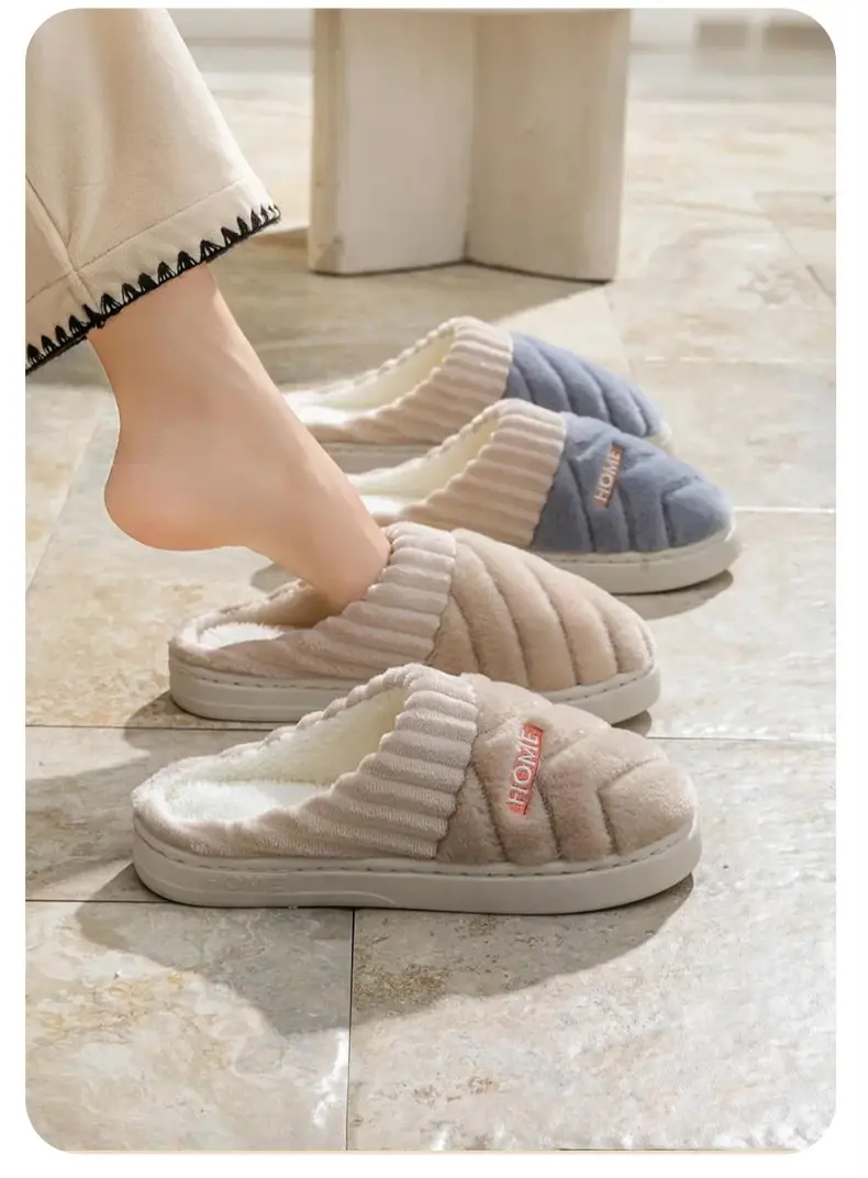 Autumn and Winter Warm Cotton Slippers for Men and Women 2025 New Indoor Home Plush Thick-Soled Anti-Slip and Anti-Odor Couple Cotton Slippers — feature 19