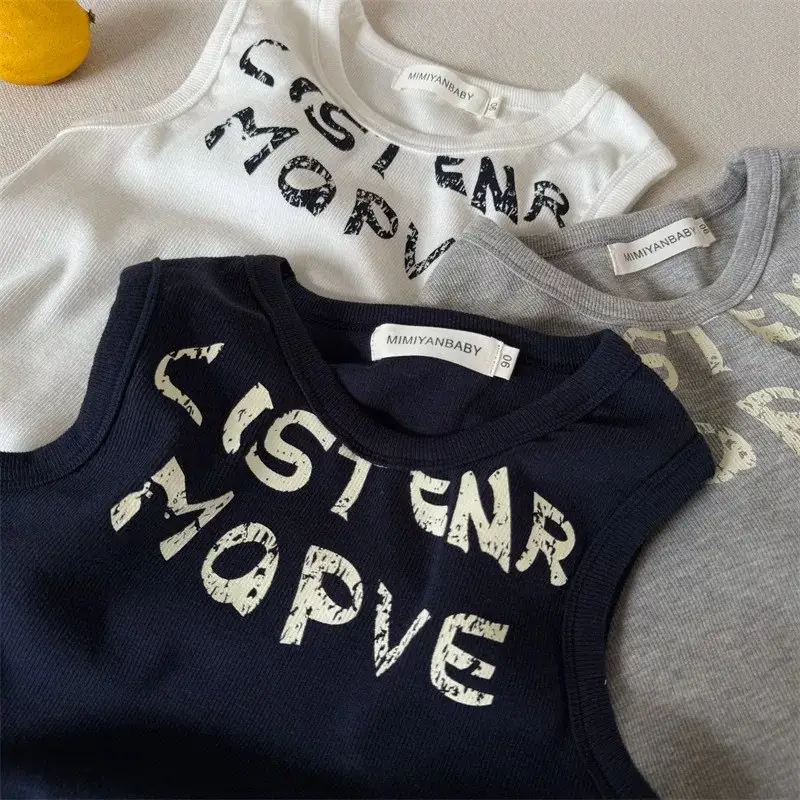 2 Pcs Cister Marves Baby Sleeveless Tops Navy White