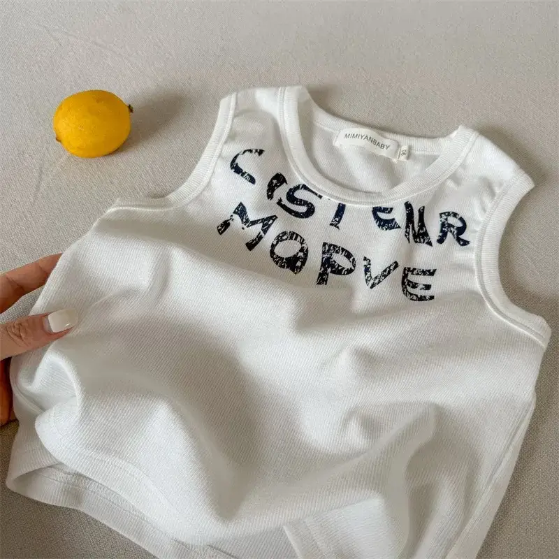2 Pcs Cister Marves Baby Sleeveless Tops Navy White