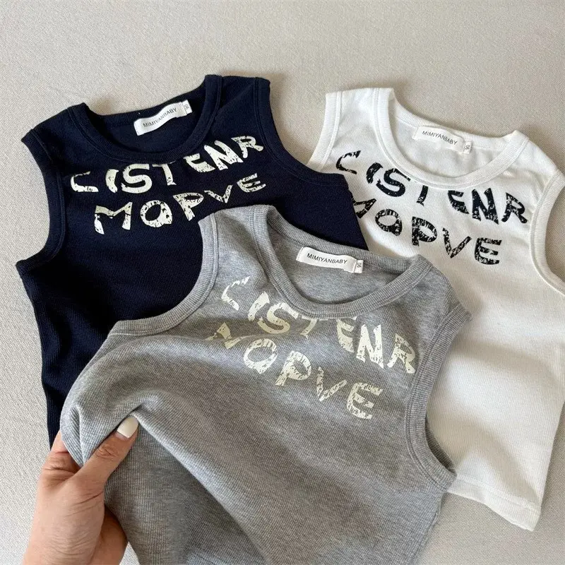 2 Pcs Cister Marves Baby Sleeveless Tops Navy White — feature 1