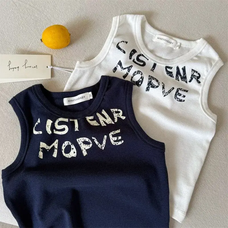 2 Pcs Cister Marves Baby Sleeveless Tops Navy White — feature 3