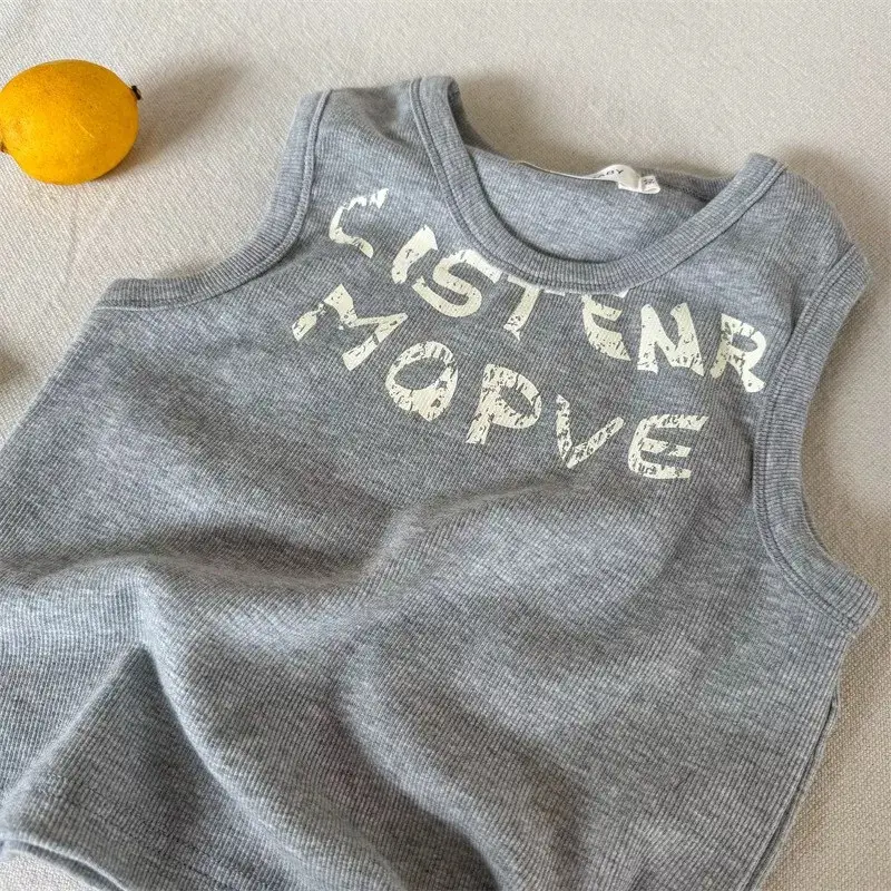 2 Pcs Cister Marves Baby Sleeveless Tops Navy White