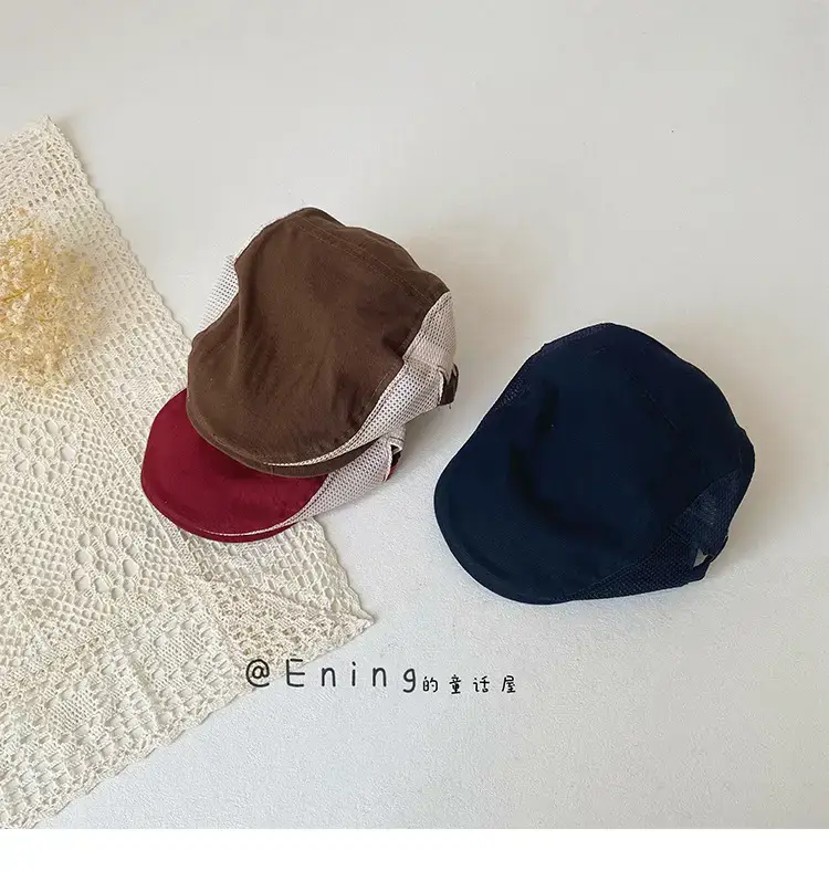 Children's Brown Mesh Sun Hat with Logo — feature 18