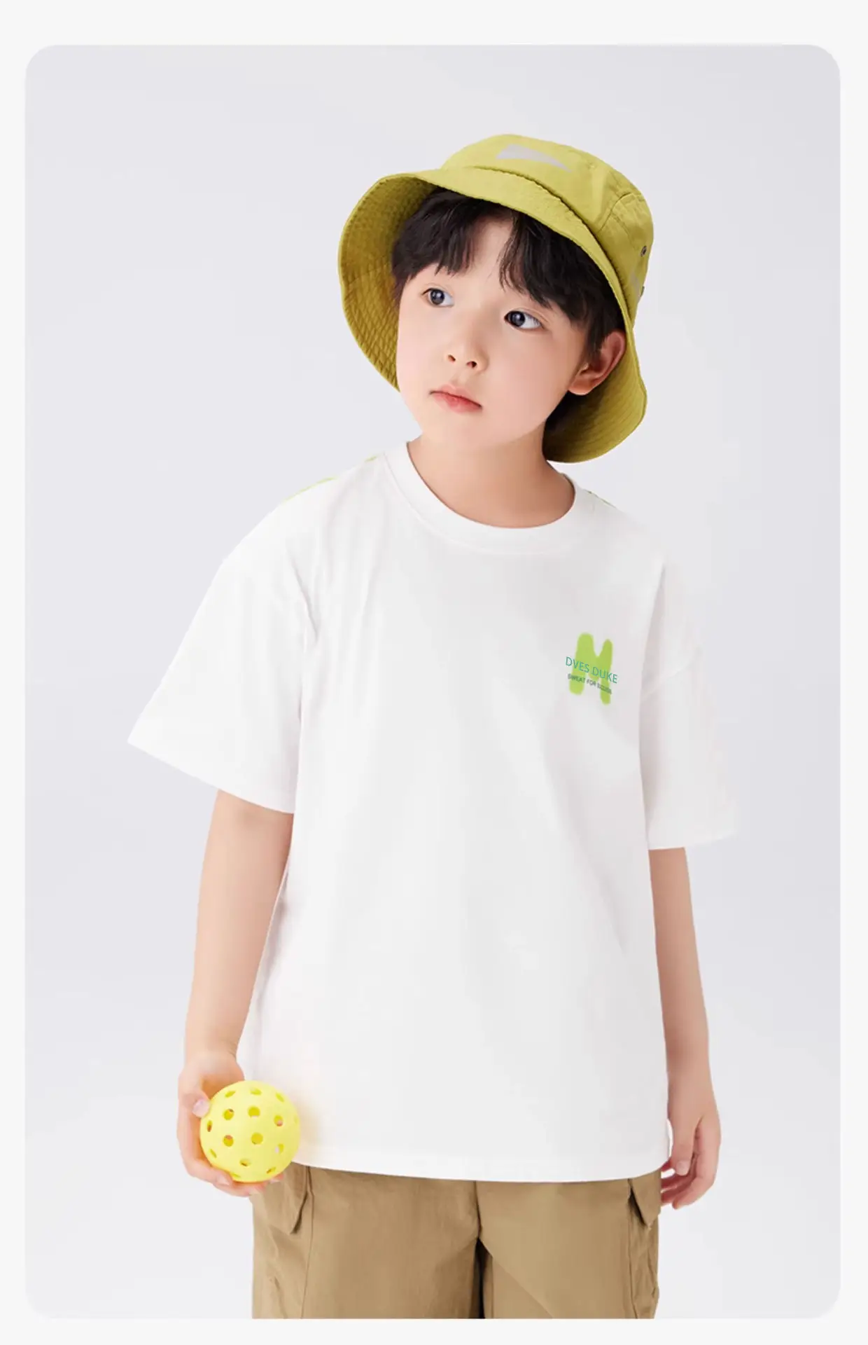 Kids Ball Fair T-Shirt White Green Cotton Summer — feature 14