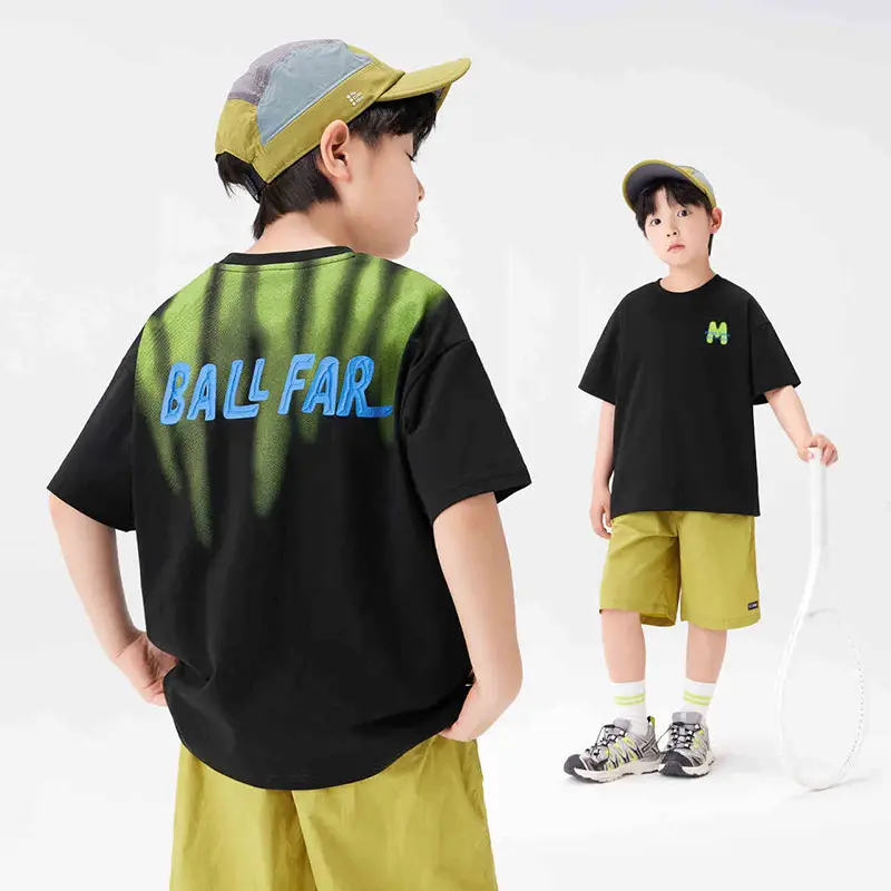 Kids Ball Fair T-Shirt White Green Cotton Summer - Image 2