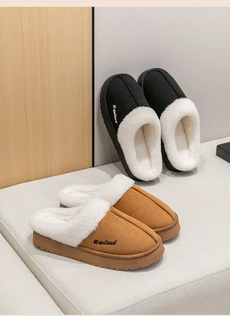 Thick-Soled Cotton Slippers with Velvet for Women, Indoor and Home, Thick-Soled Wear-Resistant, Non-Slip Toe-Cap Couple Slippers, Wholesale — feature 16