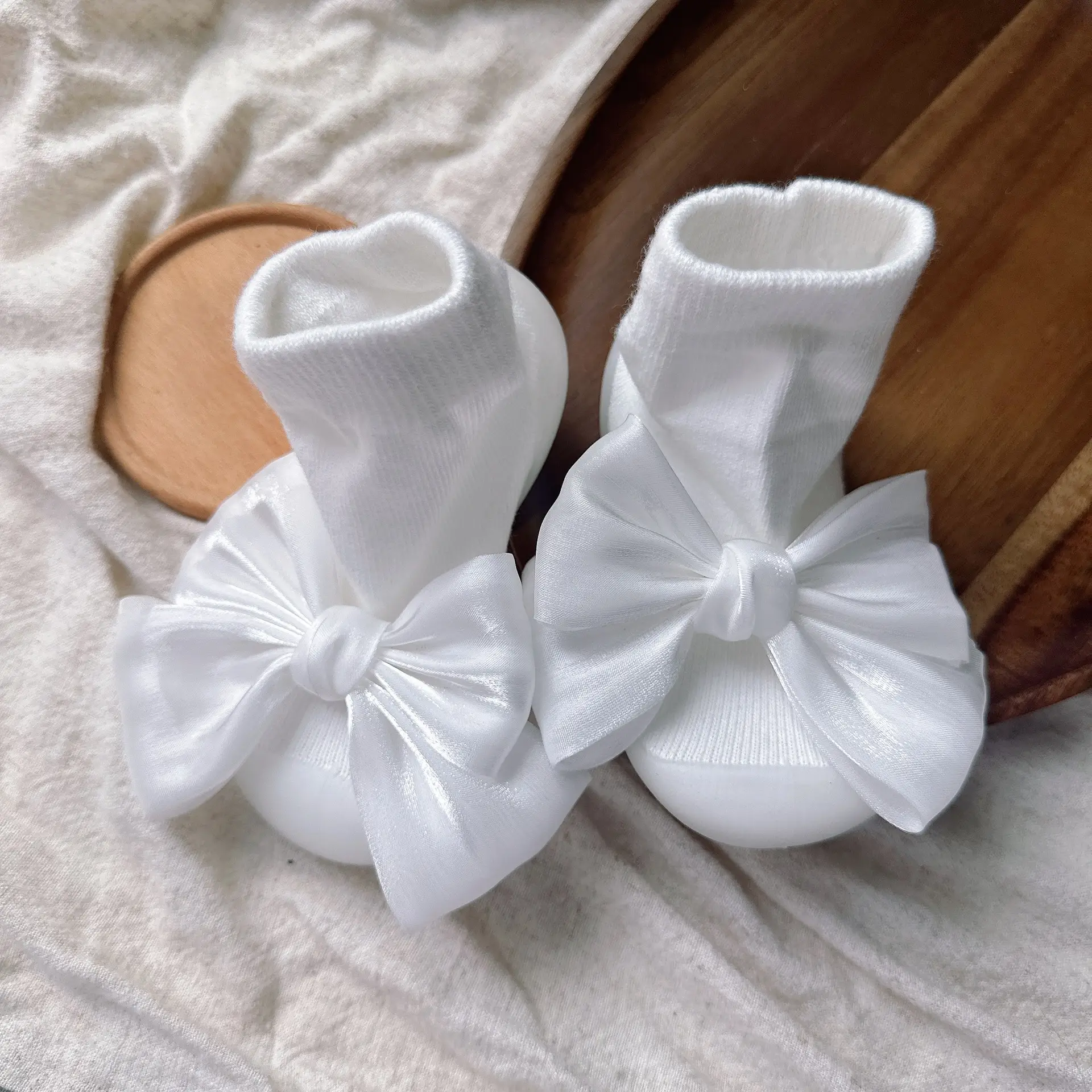 Toddler Bow Baby Shoes Grey Soft Bottom - Image 4