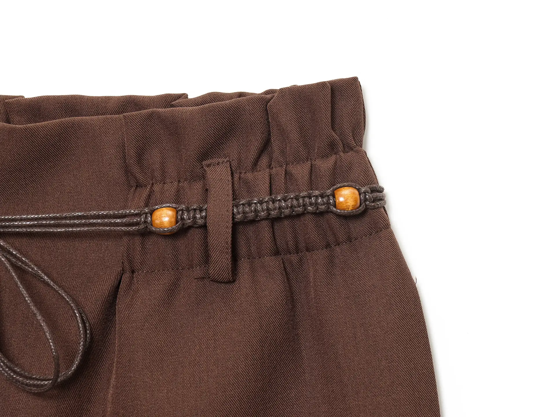 Brown Drawstring Shorts with Beaded Belt for Men — feature 18