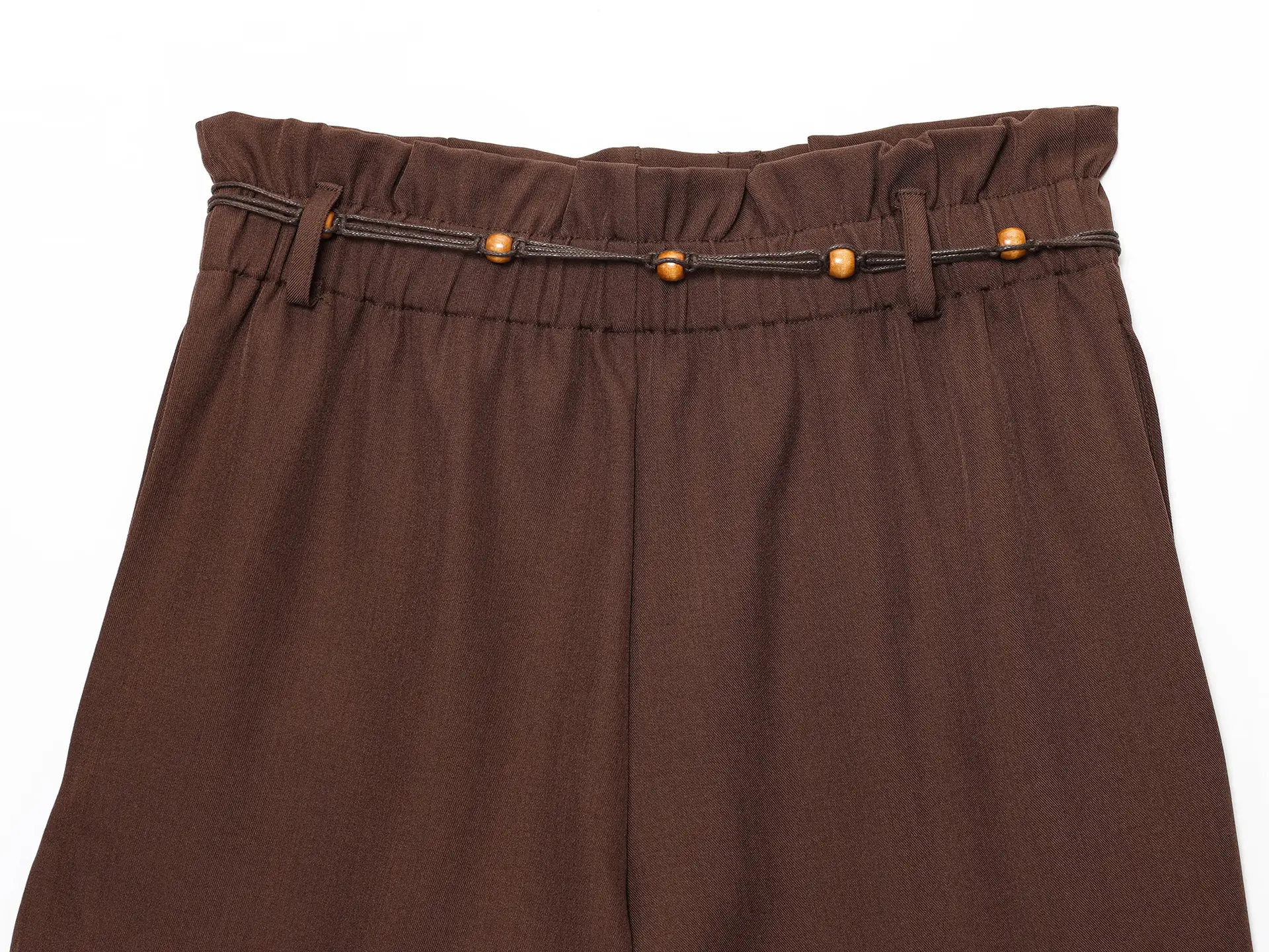 Brown Drawstring Shorts with Beaded Belt for Men — feature 20